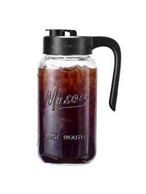 Mason Jar Pitcher - Airtight & Leakproof Glass Pitcher with Lid, Perfect forCold